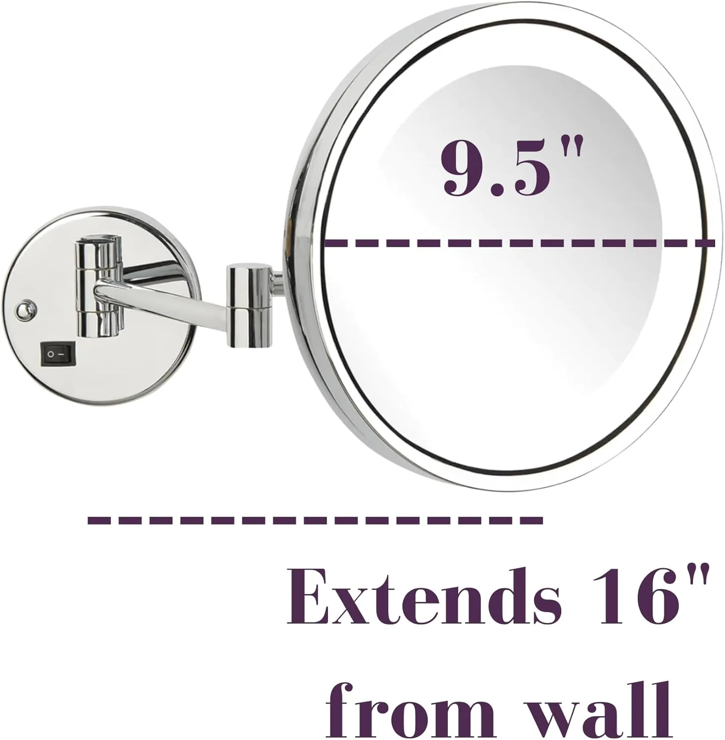 JERDON Lighted Wall-Mounted Makeup Mirror - Direct Wire Magnifying Mirror with LED Lights - 5X - Chrome Finish - Model HL1016CLD