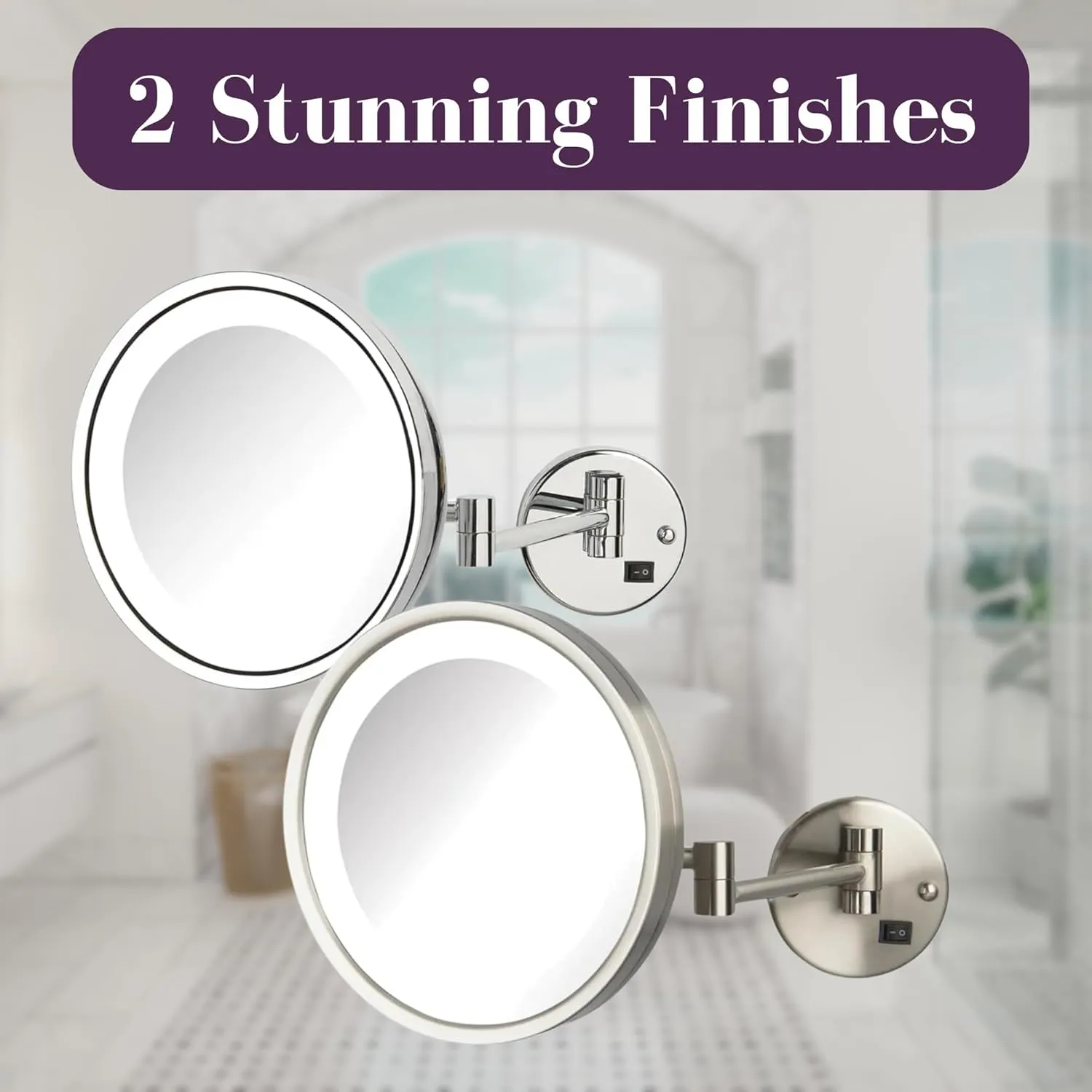 JERDON Lighted Wall-Mounted Makeup Mirror - Direct Wire Magnifying Mirror with LED Lights - 5X - Chrome Finish - Model HL1016CLD