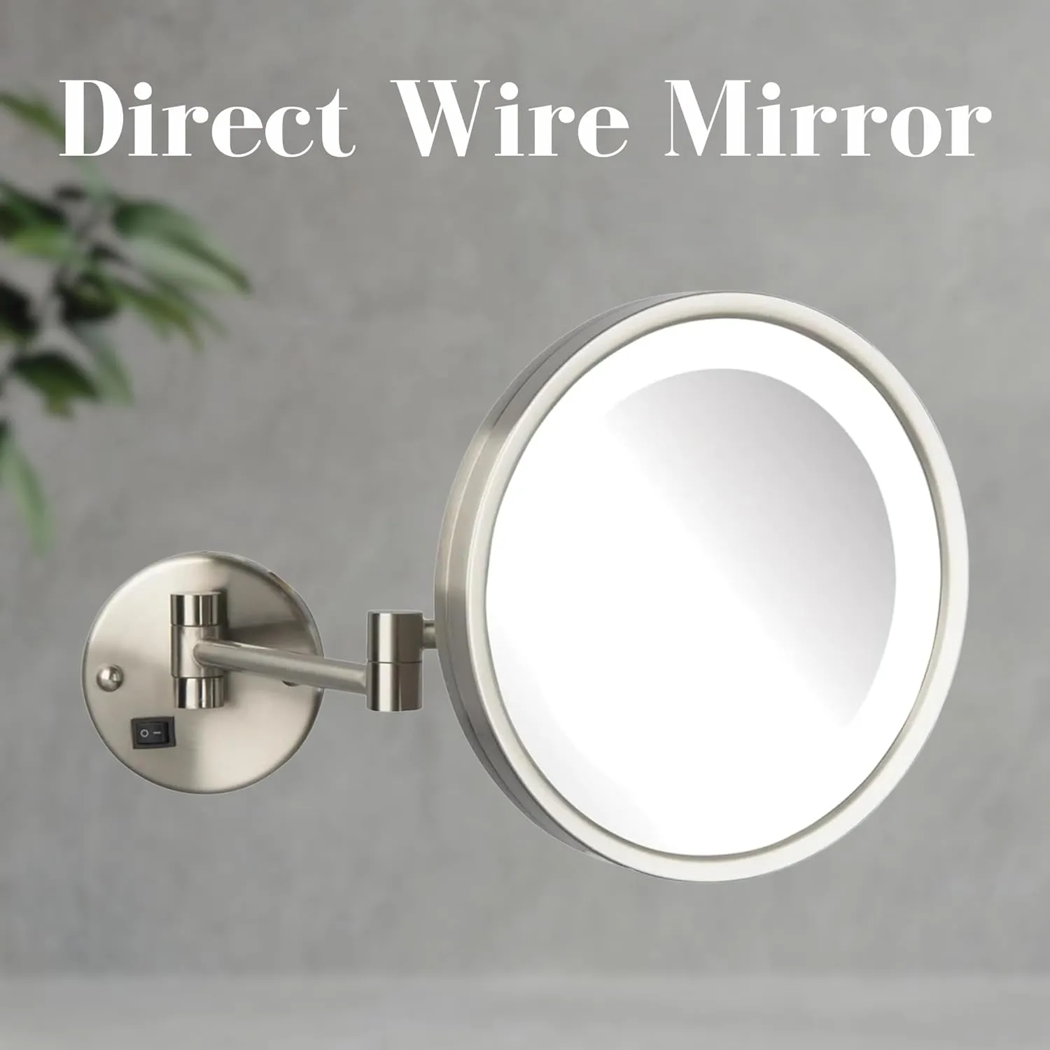 JERDON Lighted Wall-Mounted Makeup Mirror - Direct Wire Magnifying Mirror with LED Lights - 5X - Nickel Finish - Model HL1016NLD