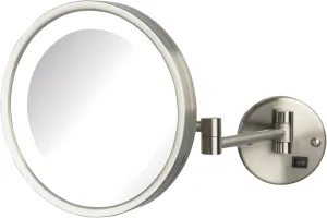 JERDON Lighted Wall-Mounted Makeup Mirror - Direct Wire Magnifying Mirror with LED Lights - 5X - Nickel Finish - Model HL1016NLD