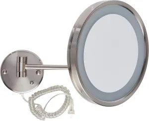JERDON Lighted Wall-Mounted Makeup Mirror - Magnifying Mirror with LED Lights - 5X - Nickel Finish - Model HL1016NL