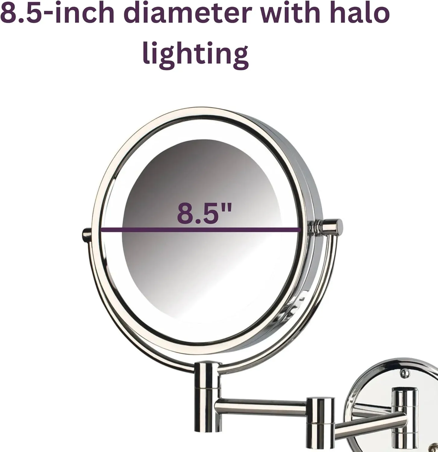 JERDON Wall-Mounted Makeup Mirror with Lights - Chrome Lighted Makeup Mirror with 8X Magnification - Model HL88CL