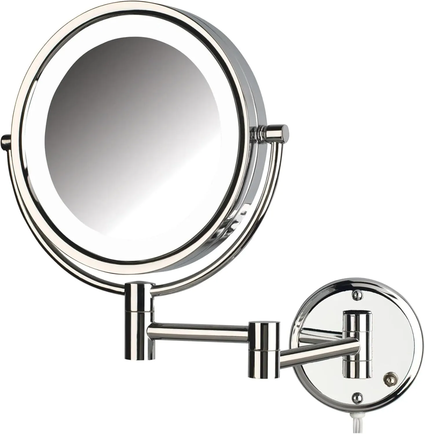 JERDON Wall-Mounted Makeup Mirror with Lights - Chrome Lighted Makeup Mirror with 8X Magnification - Model HL88CL