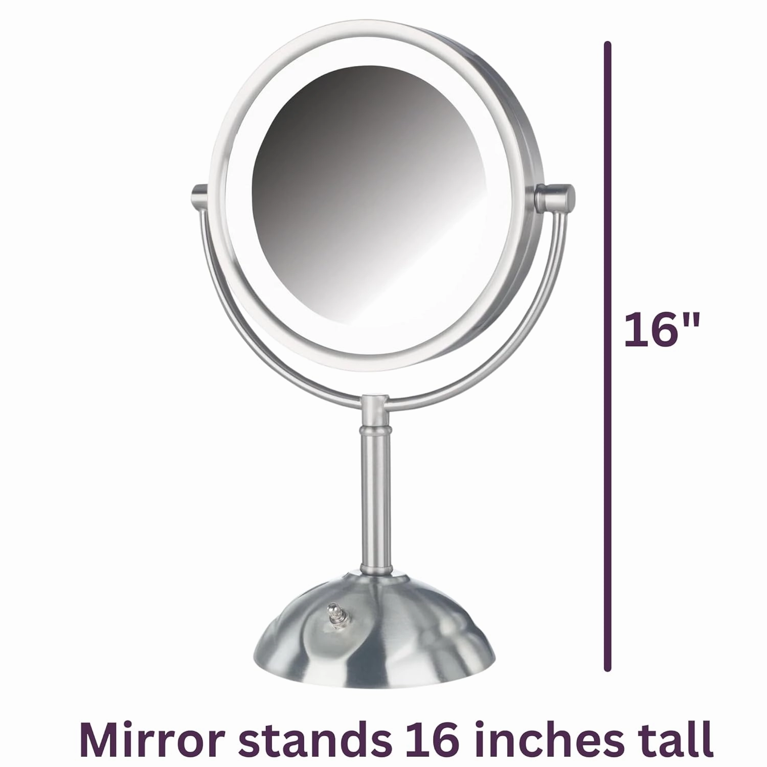 JERDON LED Lighted Tabletop Bronze Finish Makeup Mirror – 8X-1X Magnification – 8.5” Diameter Vanity Mirror – Variable Light Settings - Power Cord and Plug – Model HL8808BZL