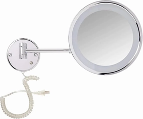 JERDON Lighted Wall-Mounted Makeup Mirror - Magnifying Mirror with LED Lights - 5X - Chrome Finish - Model HL1016CL