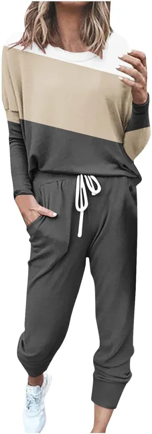 Jogger Sets for Women 2 Piece Sweatsuits Casual Long Sleeve Tops and Pants Sets Plus Size Lounge Tracksuit Loungewear