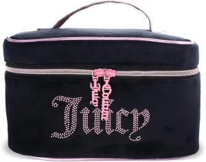 Juicy Couture Women's Cosmetics Bag - Travel Makeup and Toiletries Train Case Organizer, Size One Size, Black with Pink Logo