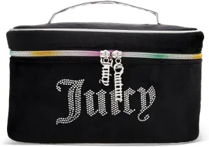 Juicy Couture Women's Cosmetics Bag - Travel Makeup and Toiletries Train Case Organizer, Size One Size, Black with Silver Logo