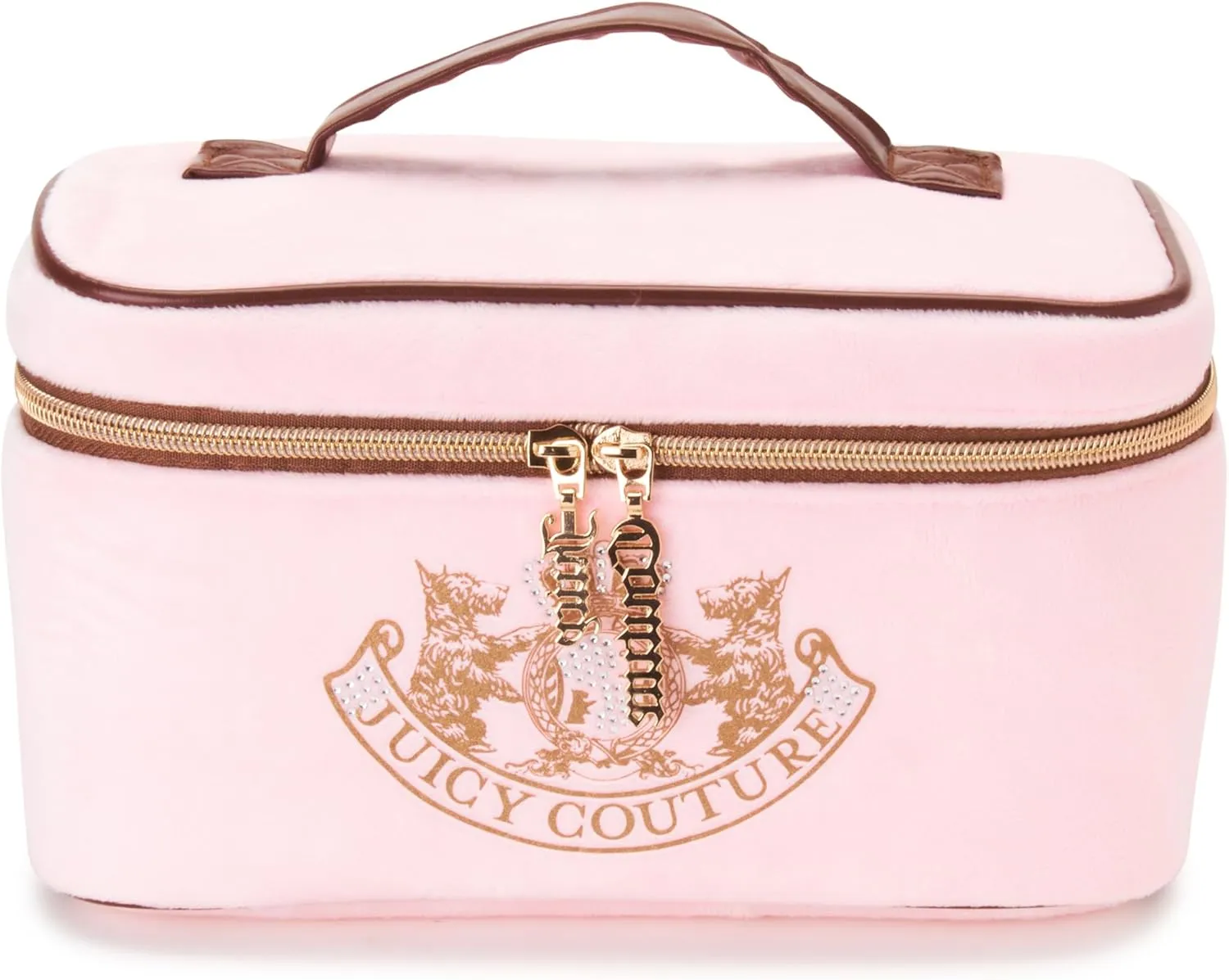 Juicy Couture Women's Cosmetics Bag - Travel Makeup and Toiletries Train Case Organizer, Size One Size, Light Pink