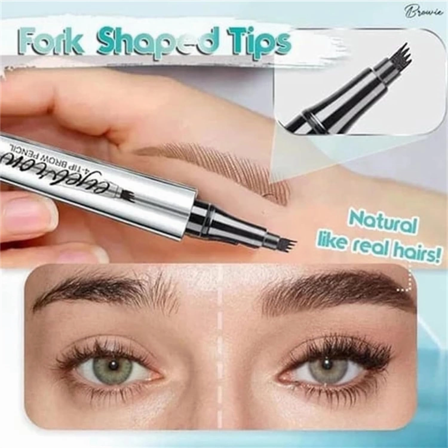 Kaberryfls Waterproof Natural Eyebrow Pen, 3D Waterproof Microblading Eyebrow Pen Kaberryfls, Kaberryfls Eyebrow Pencil, Kaberryfls Eye Brow Pencil 4 Tipped Precise Brow Pen (#4 Black)