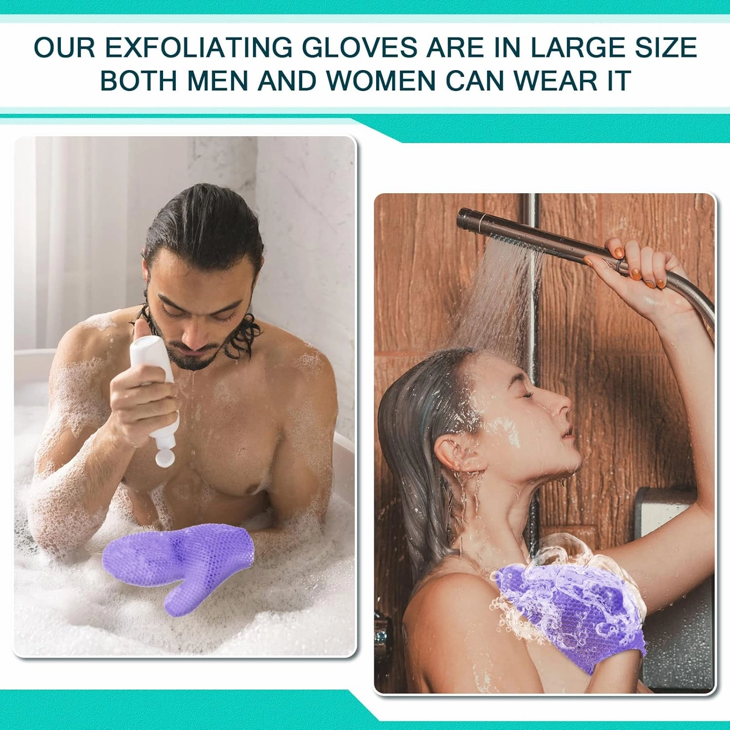 Karenhi Honeycomb Exfoliating Scrubber Set, Face and Body Scrubber Include Bath Mitt Honeycomb Exfoliating Glove for Body Shower, Face Exfoliator Sponge, Quick Drying(Purple)