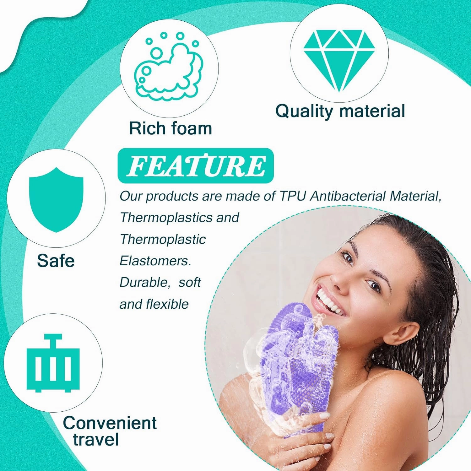 Karenhi Honeycomb Exfoliating Scrubber Set, Face and Body Scrubber Include Bath Mitt Honeycomb Exfoliating Glove for Body Shower, Face Exfoliator Sponge, Quick Drying(Purple)