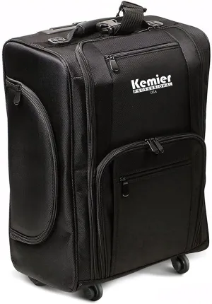 Kemier Portable Cosmetic Organizer,Soft-Sided Nylon Rolling Makeup Case with Pouches,Black