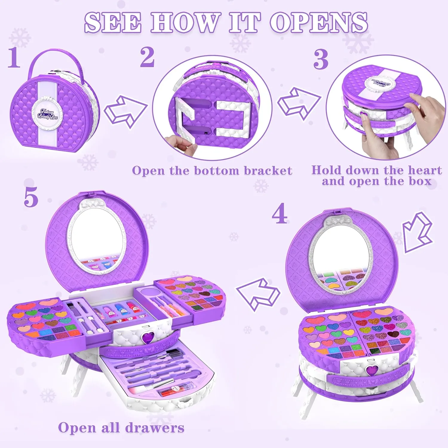 Kids Makeup Kit for Girl, 66 Pcs Washable Makeup Set for Little Girls, Real Cosmetic Set Pretend Play Makeup Toy Beauty Set Christmas & Birthday Gift Age 3 4 5 6 7 8 9  Year Old Kids Toddler Toys