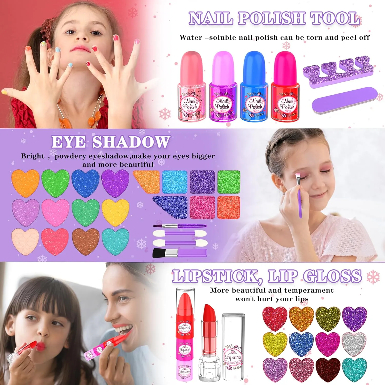 Kids Makeup Kit for Girl, 66 Pcs Washable Makeup Set for Little Girls, Real Cosmetic Set Pretend Play Makeup Toy Beauty Set Christmas & Birthday Gift Age 3 4 5 6 7 8 9  Year Old Kids Toddler Toys