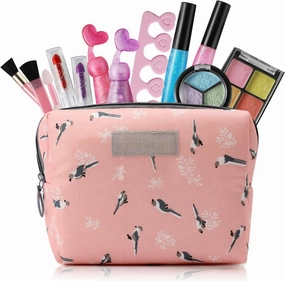 Kids Makeup Kit for Girls with Cosmetic Bag, Washable Makeup Toys for Girls 3 4 5 6 7 8 Year Old