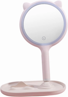 KOHARA 1pc LED Vanity Mirror Vanity Mirror with Lights LED Makeup Mirror Beauty Cosmetic Mirrors Lighted face Mirrors Round Makeup Mirror Mirror abs Charge Travel Standing Mirror