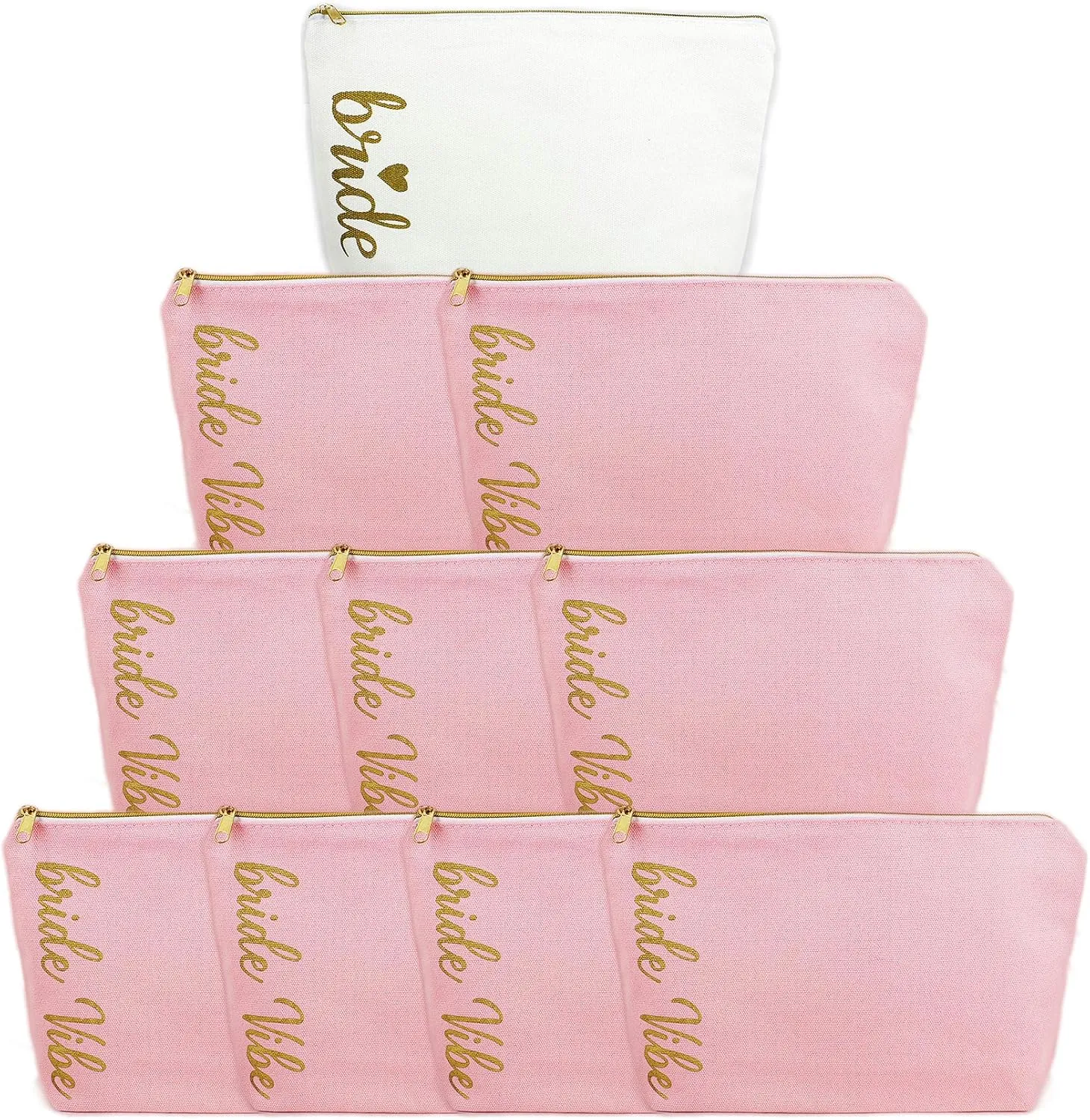 LADY&HOME Bridesmaid Makeup Bag Bride Vibe Team Bride Makeup Bag Wedding Party Cosmetic Bag Bridesmaid Proposal Gifts for Bridal Shower,Wedding,Bachelorette