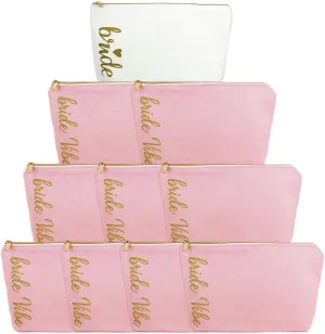 LADY&HOME Bridesmaid Makeup Bag Bride Vibe Team Bride Makeup Bag Wedding Party Cosmetic Bag Bridesmaid Proposal Gifts for Bridal Shower,Wedding,Bachelorette