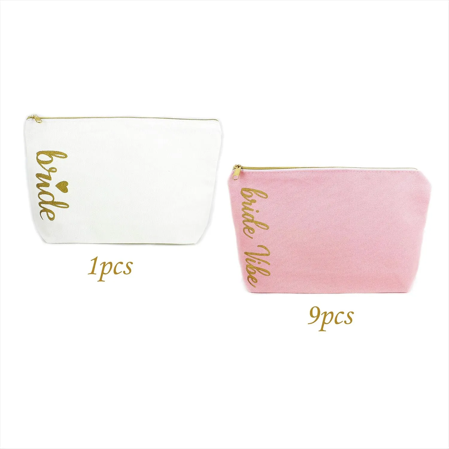 LADY&HOME Bridesmaid Makeup Bag Bride Vibe Team Bride Makeup Bag Wedding Party Cosmetic Bag Bridesmaid Proposal Gifts for Bridal Shower,Wedding,Bachelorette