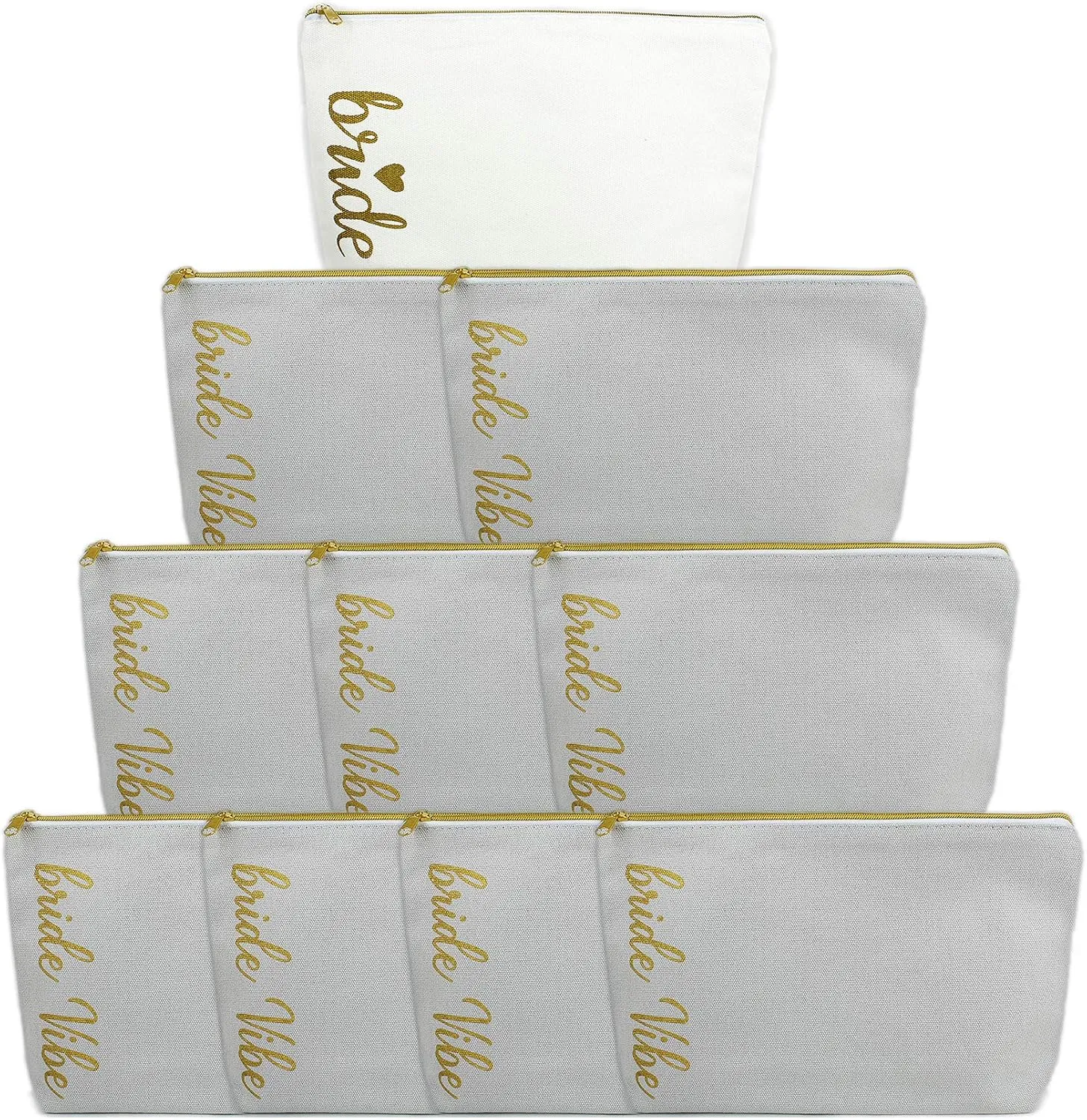 LADY&HOME Bridesmaid Makeup Bag Bride Vibe Team Bride Makeup Bag Wedding Party Cosmetic Bag Bridesmaid Proposal Gifts for Bridal Shower,Wedding,Bachelorette