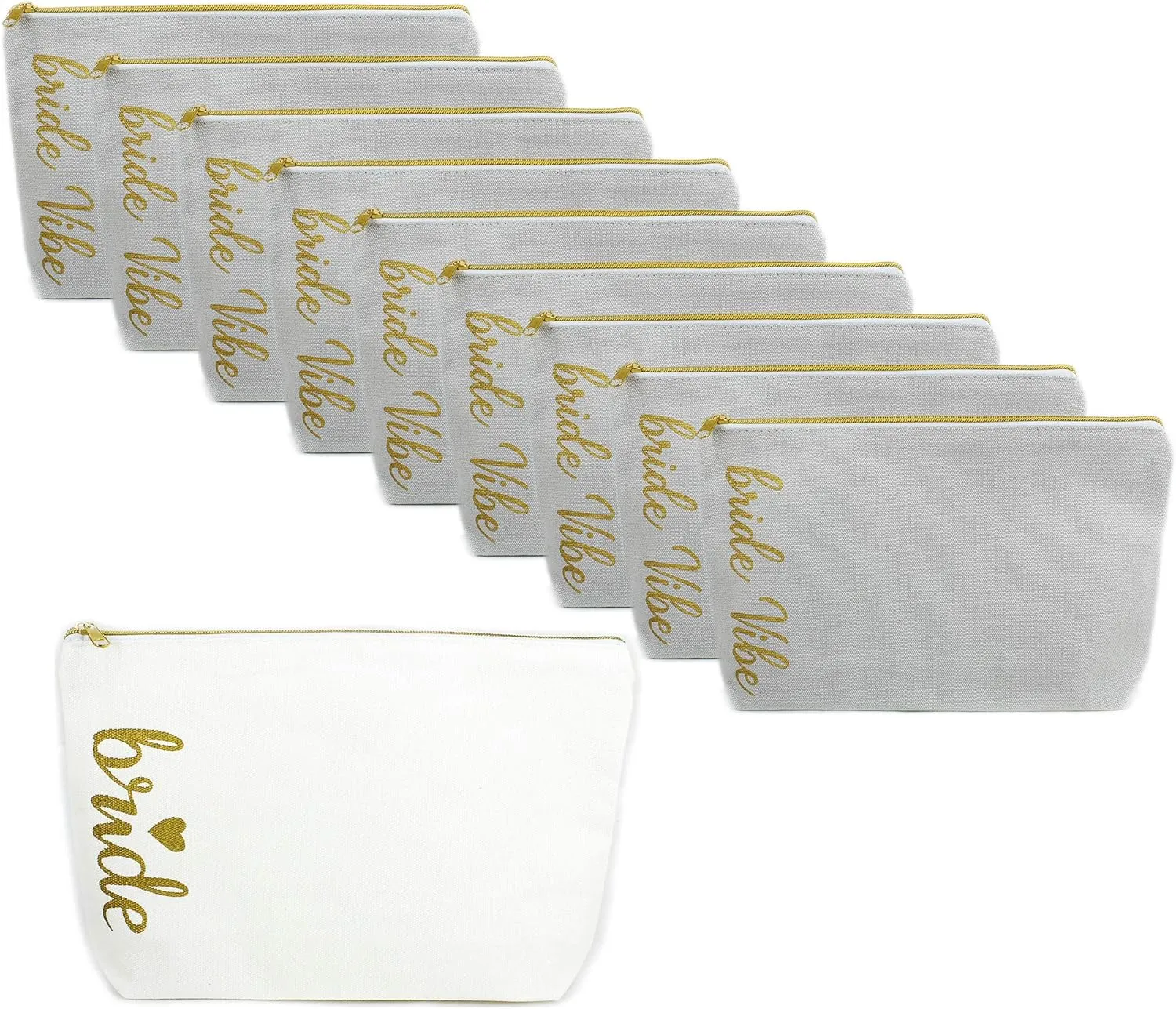 LADY&HOME Bridesmaid Makeup Bag Bride Vibe Team Bride Makeup Bag Wedding Party Cosmetic Bag Bridesmaid Proposal Gifts for Bridal Shower,Wedding,Bachelorette