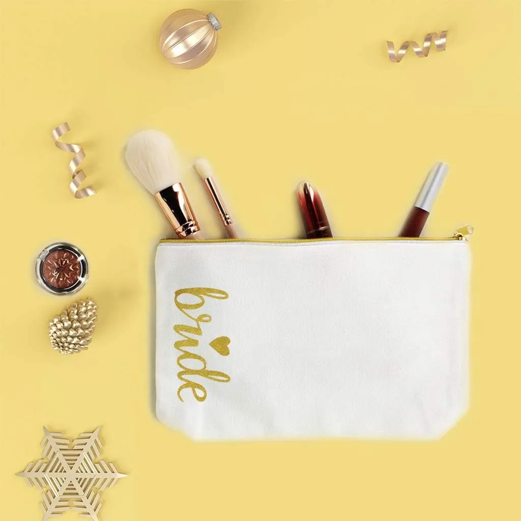 LADY&HOME Bridesmaid Makeup Bag Bride Vibe Team Bride Makeup Bag Wedding Party Cosmetic Bag Bridesmaid Proposal Gifts for Bridal Shower,Wedding,Bachelorette