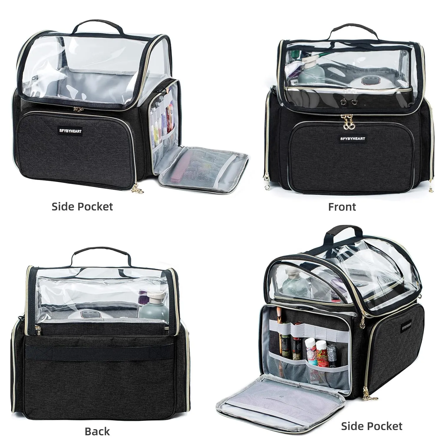 Large Travel Makeup Bag & Nail Polish Organizer Holds 80 Bottles (15ml-0.5 fl.oz), Nail Polish Storage, Cosmetic Bag with 4 Removable Cases for Nail Suppliers, Makeup, Gift for Women
