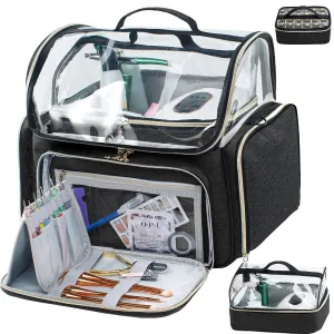 Large Travel Makeup Bag & Nail Polish Organizer Holds 80 Bottles (15ml-0.5 fl.oz), Nail Polish Storage, Cosmetic Bag with 4 Removable Cases for Nail Suppliers, Makeup, Gift for Women
