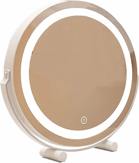 Large Vanity Mirror with Lights Lighted Makeup Mirror Φ30/40/45/50cm Round Mirror with Smart Control Touch for Dressing Room & Bedroom Tabletop Metal Frame (Color : White, Size : 11.8"X13.3")