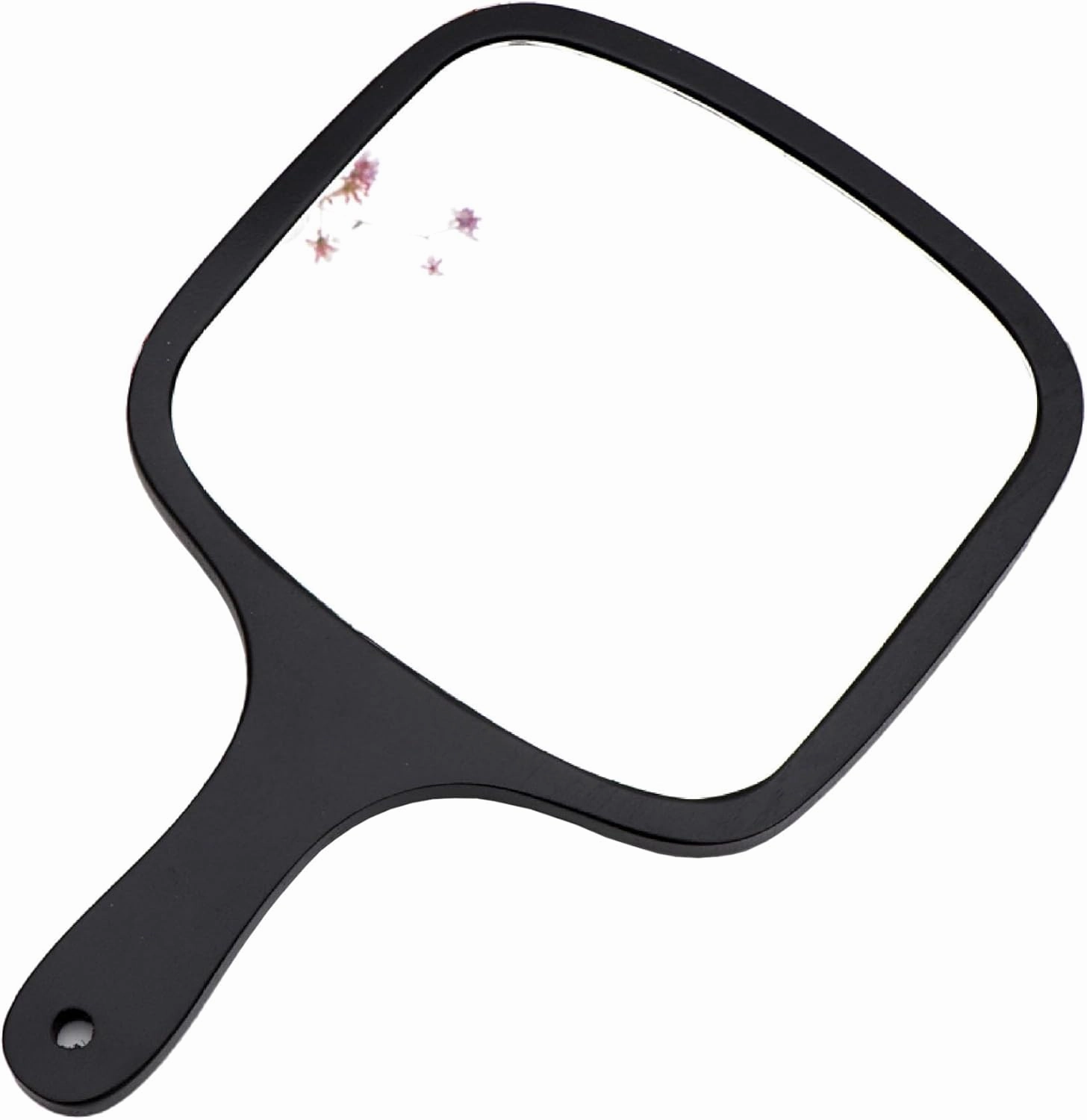 lasenersm 1 Piece Wooden Makeup Mirror Curved Edge Square Handheld Mirror with Handle Single Side Cosmetic Mirror Vanity Handheld Mirror Handheld Vanity Mirror, 7.5 x 11.4 Inches, Black