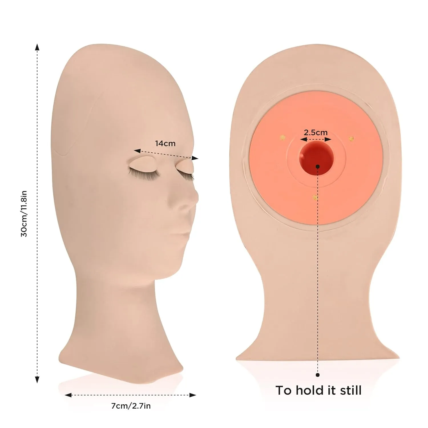 LASHVIEW Lash Mannequin Head , with 4 Pairs Replaced Eyelids Practice, Makeup Soft-Touch Rubber, Natural Skin Color