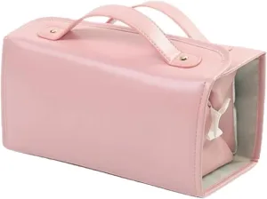 Leather Waterproof Cosmetic Bag Portable 4-in-1 Foldable Cosmetic Bag Large Capacity Travel Toiletry Bag Roll Up Toiletry Bag Independent Partition Removable