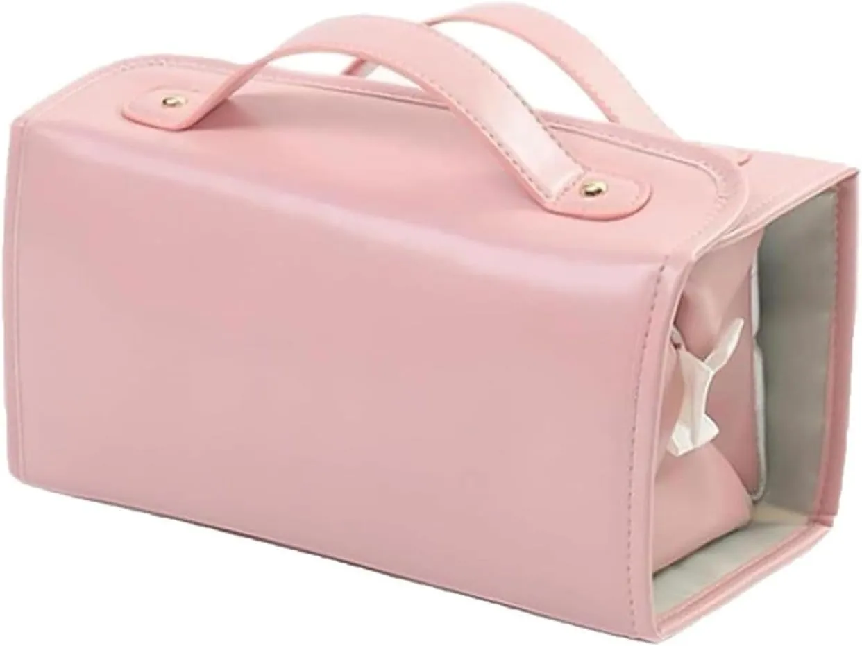 Leather Waterproof Cosmetic Bag Portable 4-in-1 Foldable Cosmetic Bag Large Capacity Travel Toiletry Bag Roll Up Toiletry Bag Independent Partition Removable