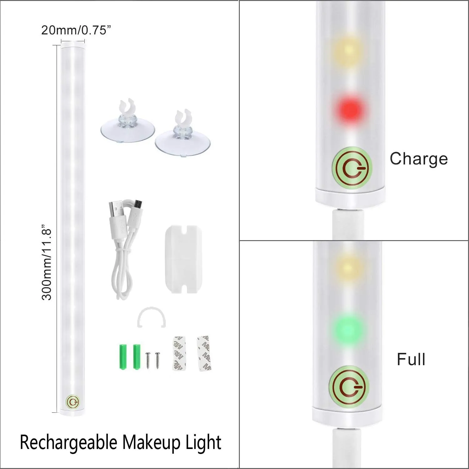 LED Mirror Lights, Portable Vanity Lights | Simulated Daylight | 4 Brightness Level Touch Control | Rechargeable, Cordless Makeup Lights