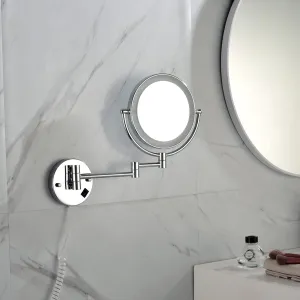 LED Wall Mount Makeup Vanity Mirror, Wall Mounted Lighted Makeup Vanity Mirror, Rotation Shaving Mirror Bathroom Mirror,Makeup Mirrors Silver