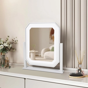 LED Rechargeable Makeup Mirror, 96 LEDs, 3 Color Modes, Adjustable Height, 360° Rotatable Stand, USB Rechargeable, 4-5 Hours Battery Life, Ideal for Travel, Desk, Dressing Room