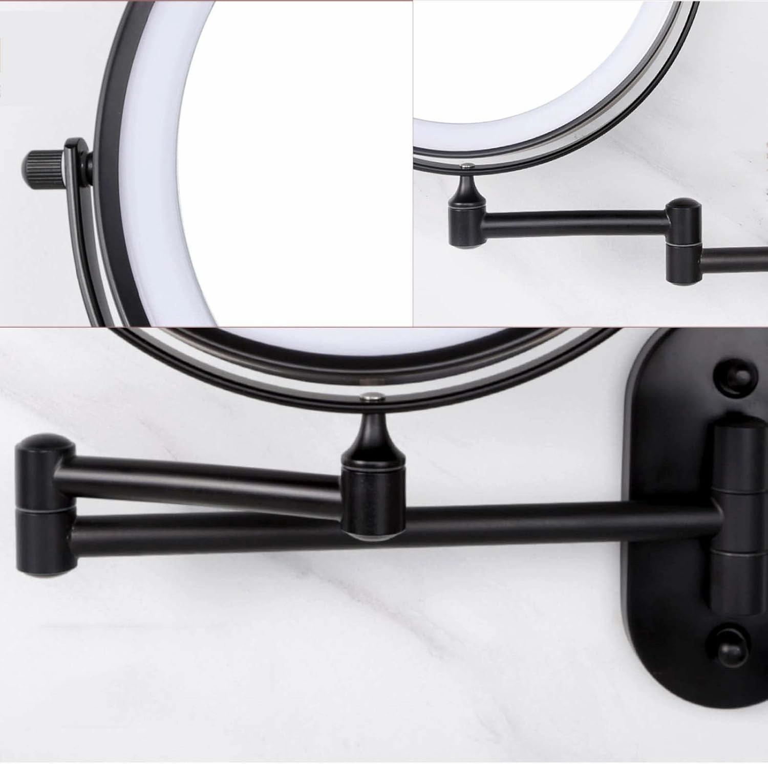 LED Wall Mounted Makeup Mirror, Double Sided Bathroom Mirror, 1X/3X/5X/7X/10X Magnification Makeup Vanity Mirror, Free Rotation Cosmetic Mirror, for Makeup, Cut, Trim