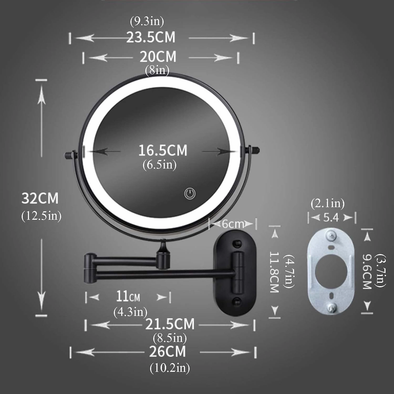 LED Wall Mounted Makeup Mirror, Double Sided Bathroom Mirror, 1X/3X/5X/7X/10X Magnification Makeup Vanity Mirror, Free Rotation Cosmetic Mirror, for Makeup, Cut, Trim