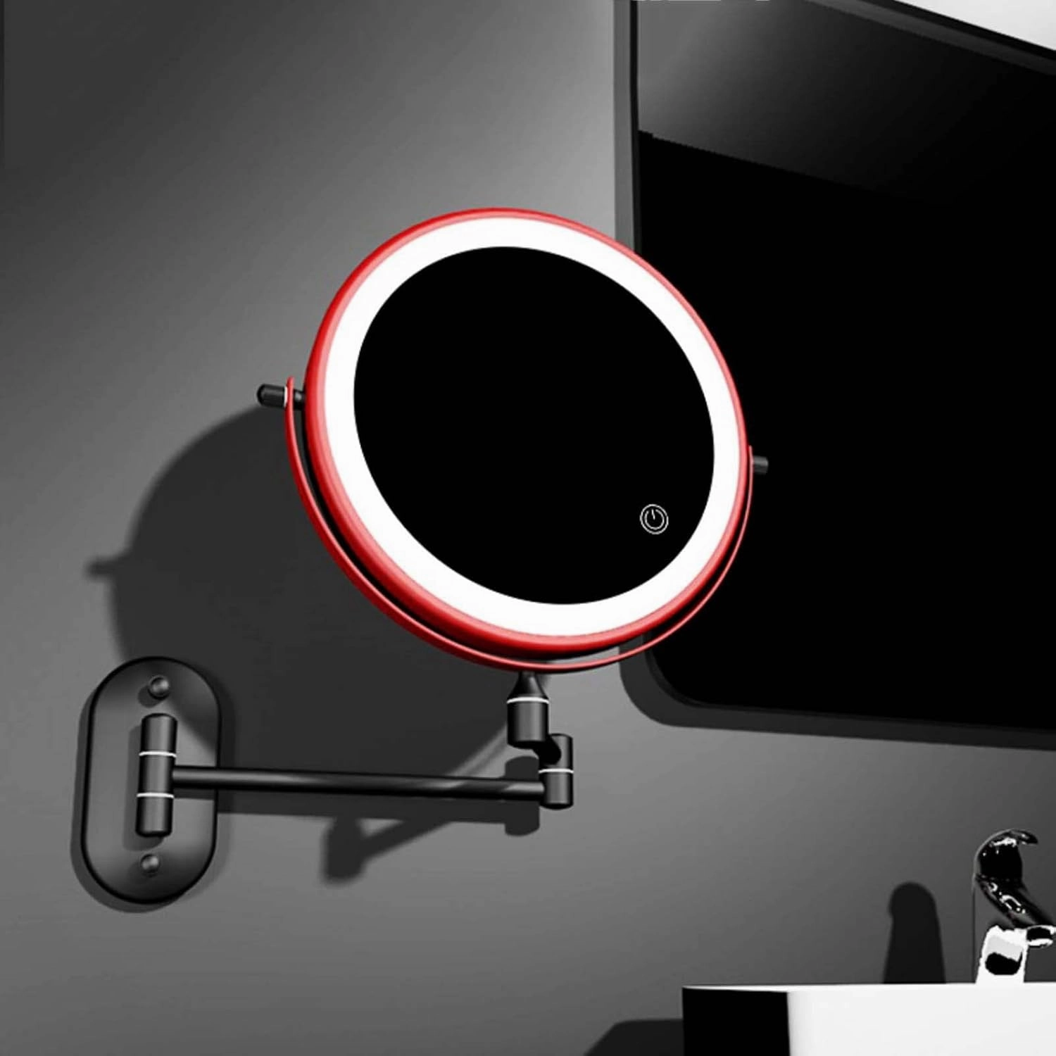LED Wall Mounted Makeup Mirror, Double Sided Bathroom Mirror, 1X/3X/5X/7X/10X Magnification Makeup Vanity Mirror, Free Rotation Cosmetic Mirror, for Makeup, Cut, Trim