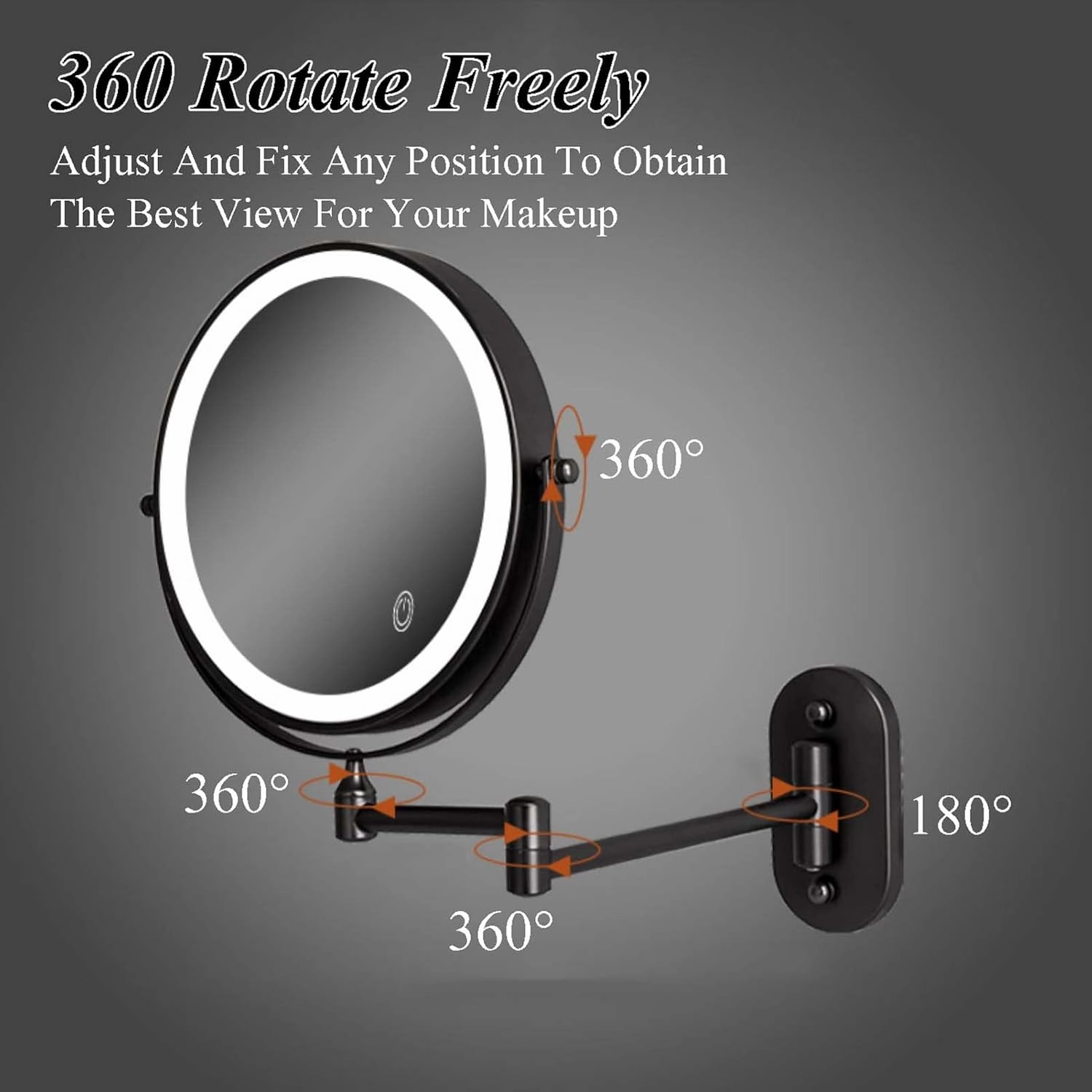 LED Wall Mounted Makeup Mirror, Double Sided Bathroom Mirror, 1X/3X/5X/7X/10X Magnification Makeup Vanity Mirror, Free Rotation Cosmetic Mirror, for Makeup, Cut, Trim