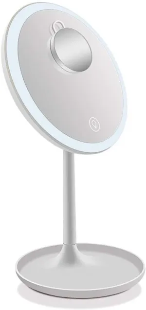 Lighted Mirror Countertop Desktop Lighted Makeup Mirror LED Smart Touch Screen Three-Color Fill Light with Light Vanity Mirror with 5 Times Magnifying Glass