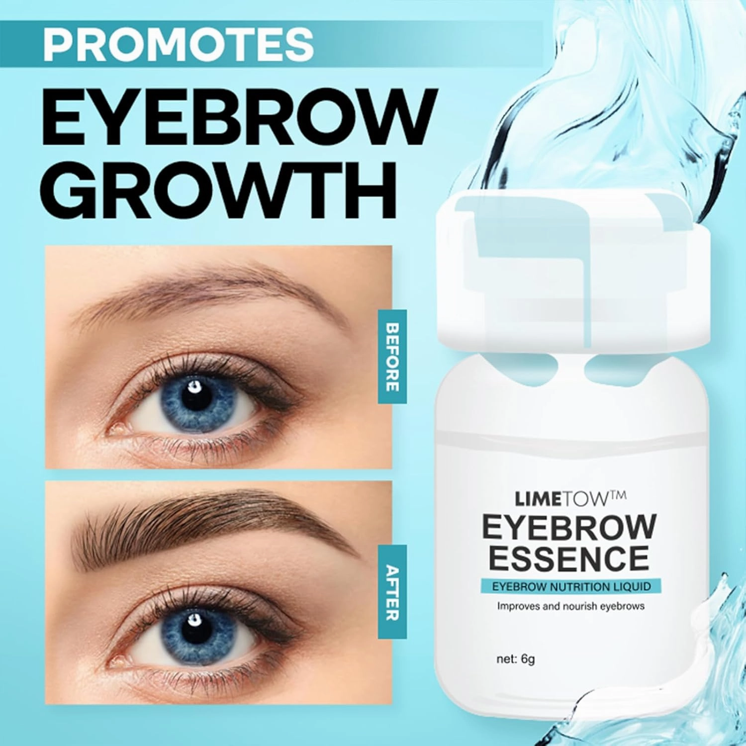 LIMETOW Eyebrow Essence Liquid, Eyebrow Nutrition Liquid, Limetown Nourishing Eyebrow Serum for Thicker, Fuller Brows - Natural Growth Enhancer (3 Bottle)