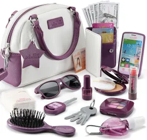 Little Girls Purse with Accessories and Pretend Makeup for Toddlers - My First Purse Set Includes Handbag, Phone, Wallet, Play Makeup and More Pretend Play Toys for Girl Age 3  