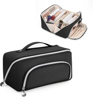 Lotour Makeup Bag Organizer Travel Cosmetic Bag, Large Capacity Skincare Bag for Women Girls, Portable Pouch Open Flat Toiletry Bag for Travel Essentials Toiletries Accessories