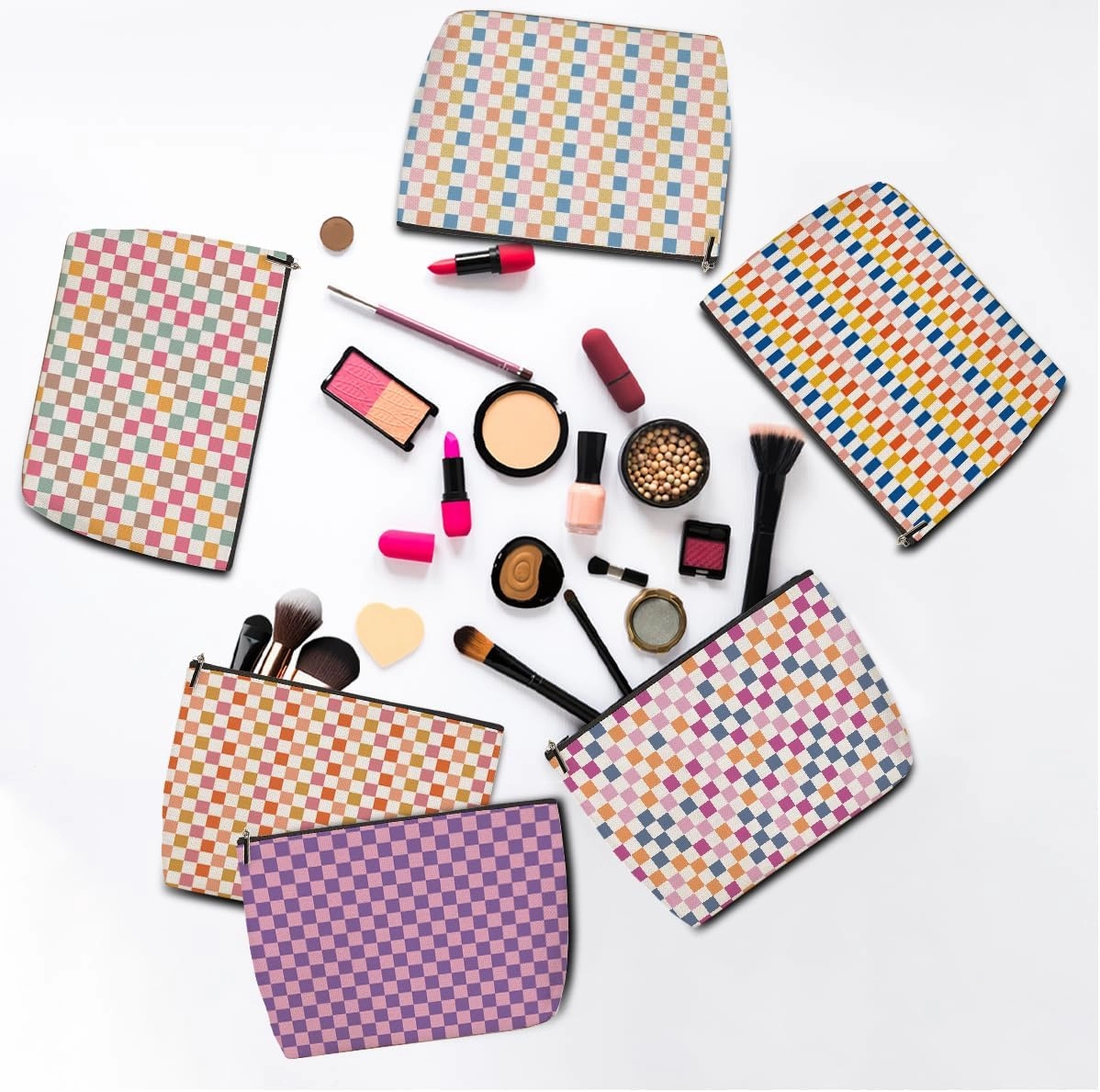 Lovdazzles 6-Piece Multicolor 1506 Fashion Waterproof Makeup Bag - Travel & Makeup Use - Cosmetic Case - Women-Adult