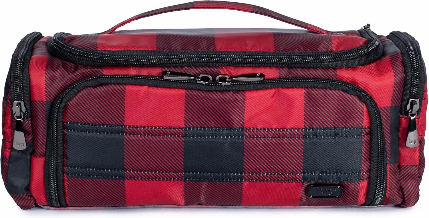 Lug Trolley Makeup Bag, Buffalo Check Red