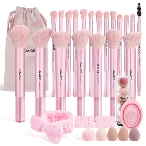 MAANGE Makeup Brushes 30 Pcs Makeup Kit, Multi-functional Makeup Tool Set with 20 Pcs Makeup Brush Foundation Brush Make up Brushes Set with Bag,Pink