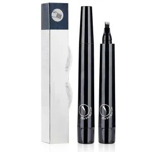 Magic Eyebrow Pencil, 3D Waterproof Microblading Eyebrow Pencil Contouring Pen 4 Tipped Precise Brow Pen, Long-Lasting Fine Stroke Microblade Eyebrow Brush (Black)