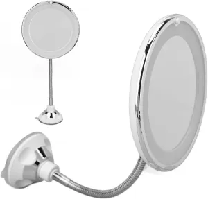 Magnifying Mirror, 10X Magnification LED Fill Light Suction Cup Adjustable Makeup Mirror for Home Office